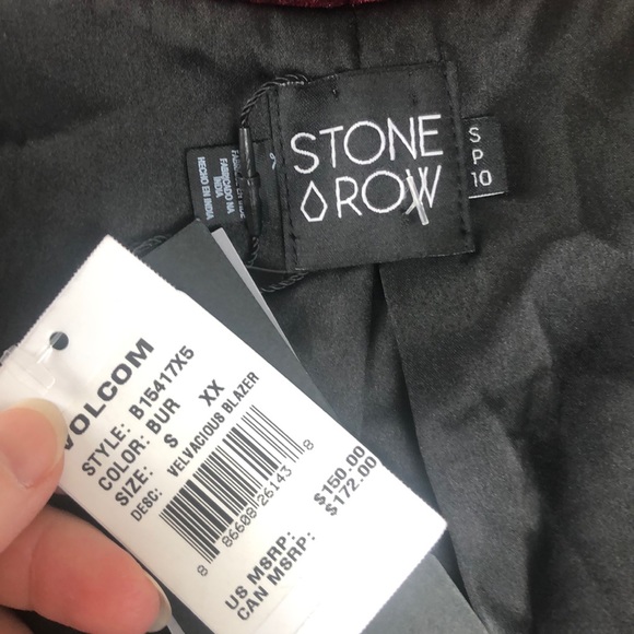 NWT Stunning! Volcom Stone Row Burgundy Soft Velvet Jacket - Size Small - Picture 13 of 16